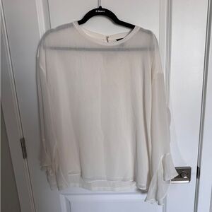 Ann Taylor Cream Blouse with Ruffle Sleeves